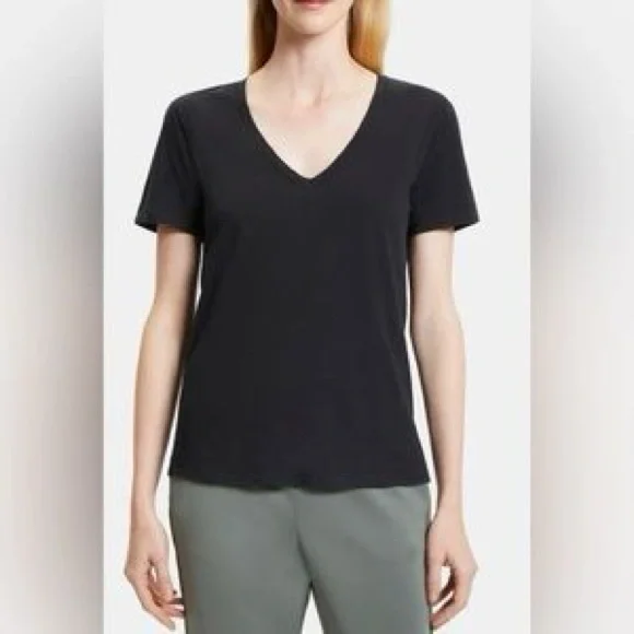 Theory Black V-Neck Short Sleeve Tee - Picture 1 of 6